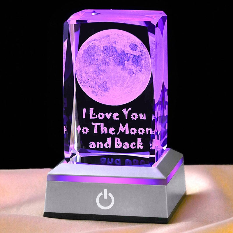 hochance 3D Moon Crystal Night Lamp with Adjustable LED Multicolor Lights for Girlfriend, Wife - Valentine's Day, Anniversary,Birthday Presents, Christmas Gifts for Her - Image 1